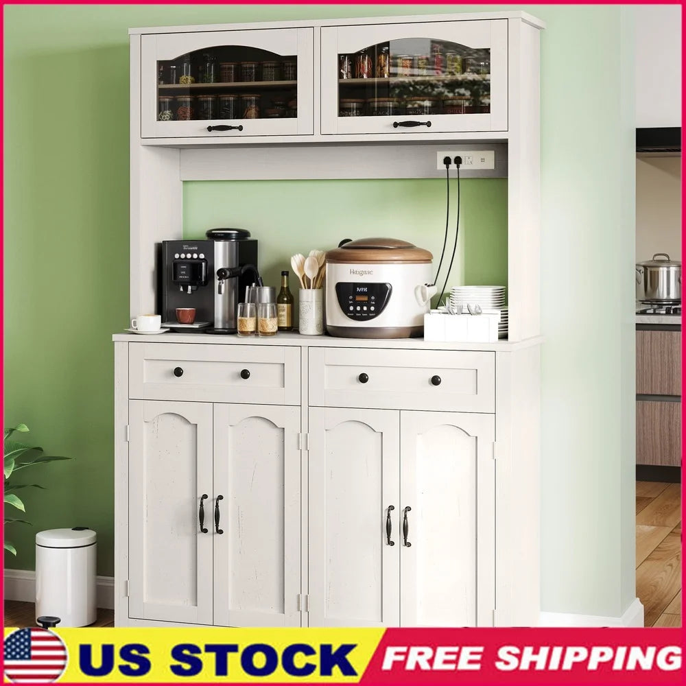 71 Inch Kitchen Pantry Cabinet with Charging Station and Storage