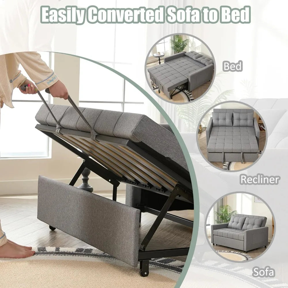 52 Inch Sleeper Sofa Bed Loveseat with Adjustable Backrest and USB Ports