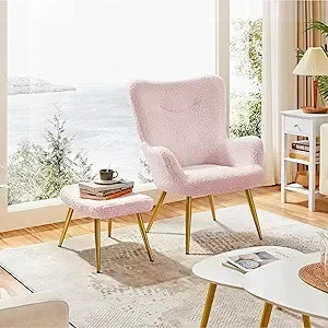 Accent Chair Modern Boucle Vanity Chair Wing Back Living Room Office