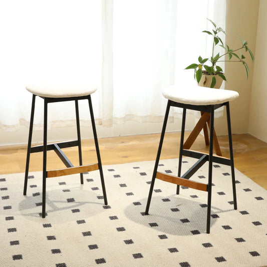Modern Set of 2 Comfortable Stylish Bar Stools Backless Counter Height