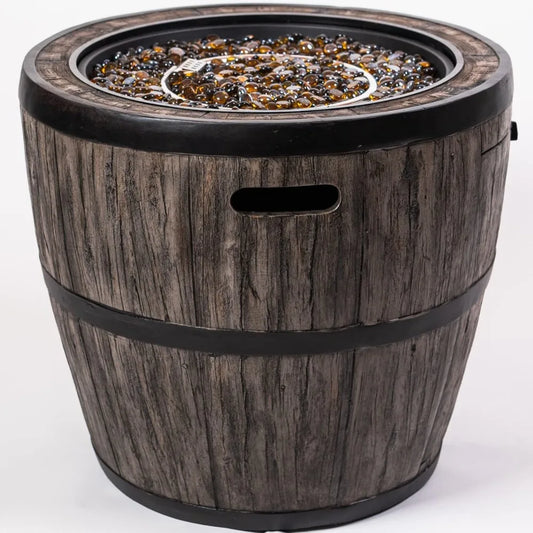 27 Inch Outdoor Wine Barrel Gas Fire Pit for Patios Cafes Model FP0121-P