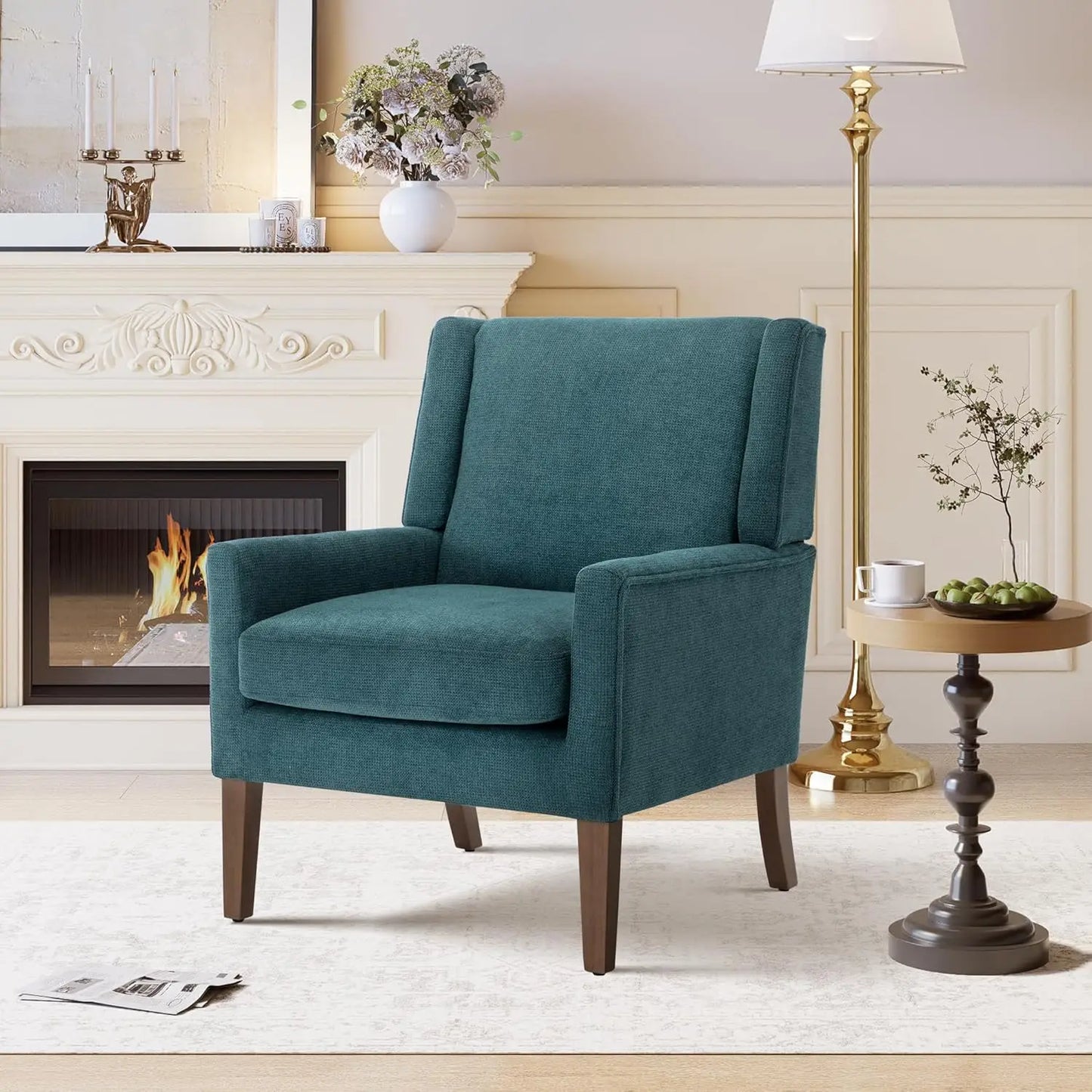 Mid-Century Modern Wooden Accent Chair for Living Room Bedroom