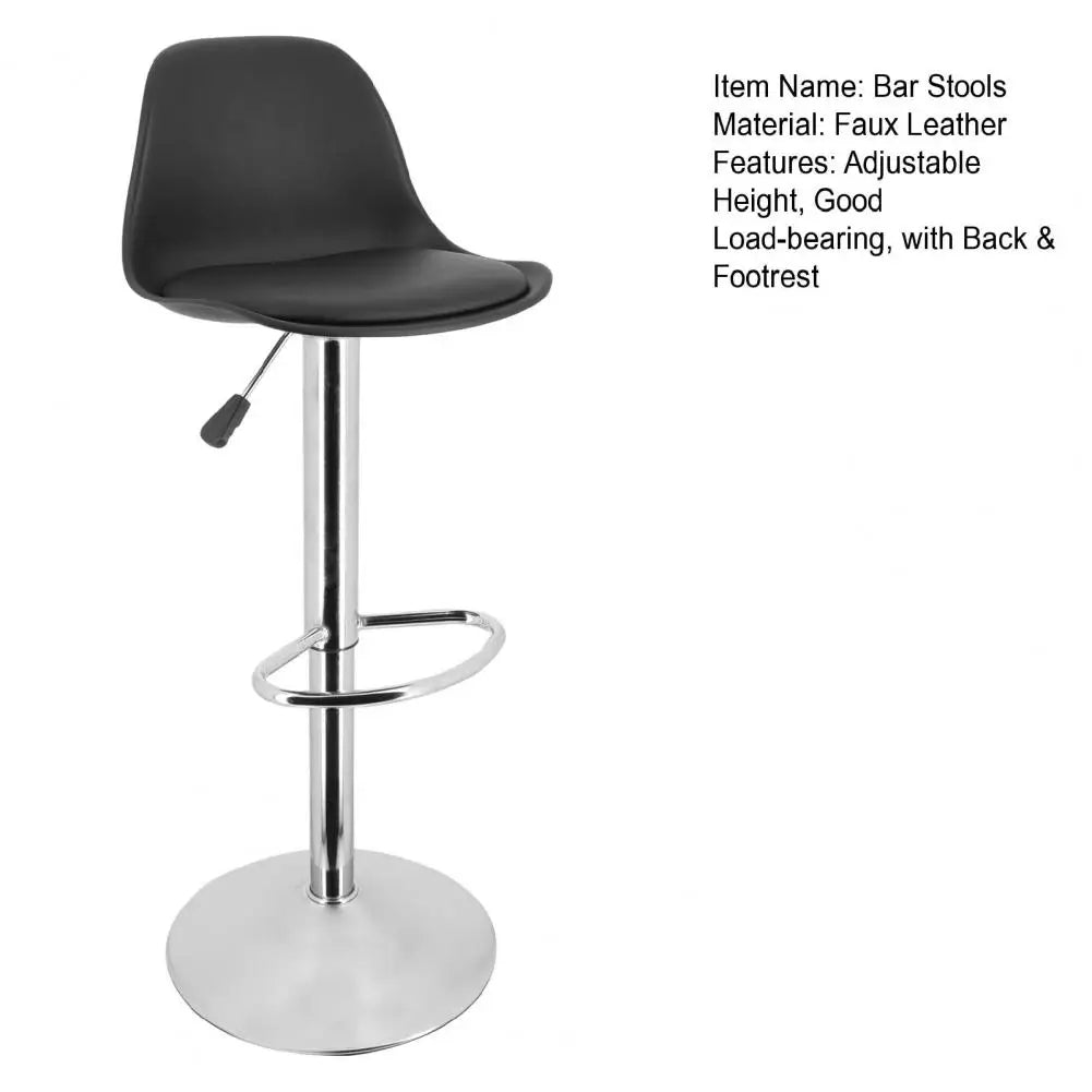 Modern Armless Kitchen Island Stool Set of 2 Adjustable Faux Leather