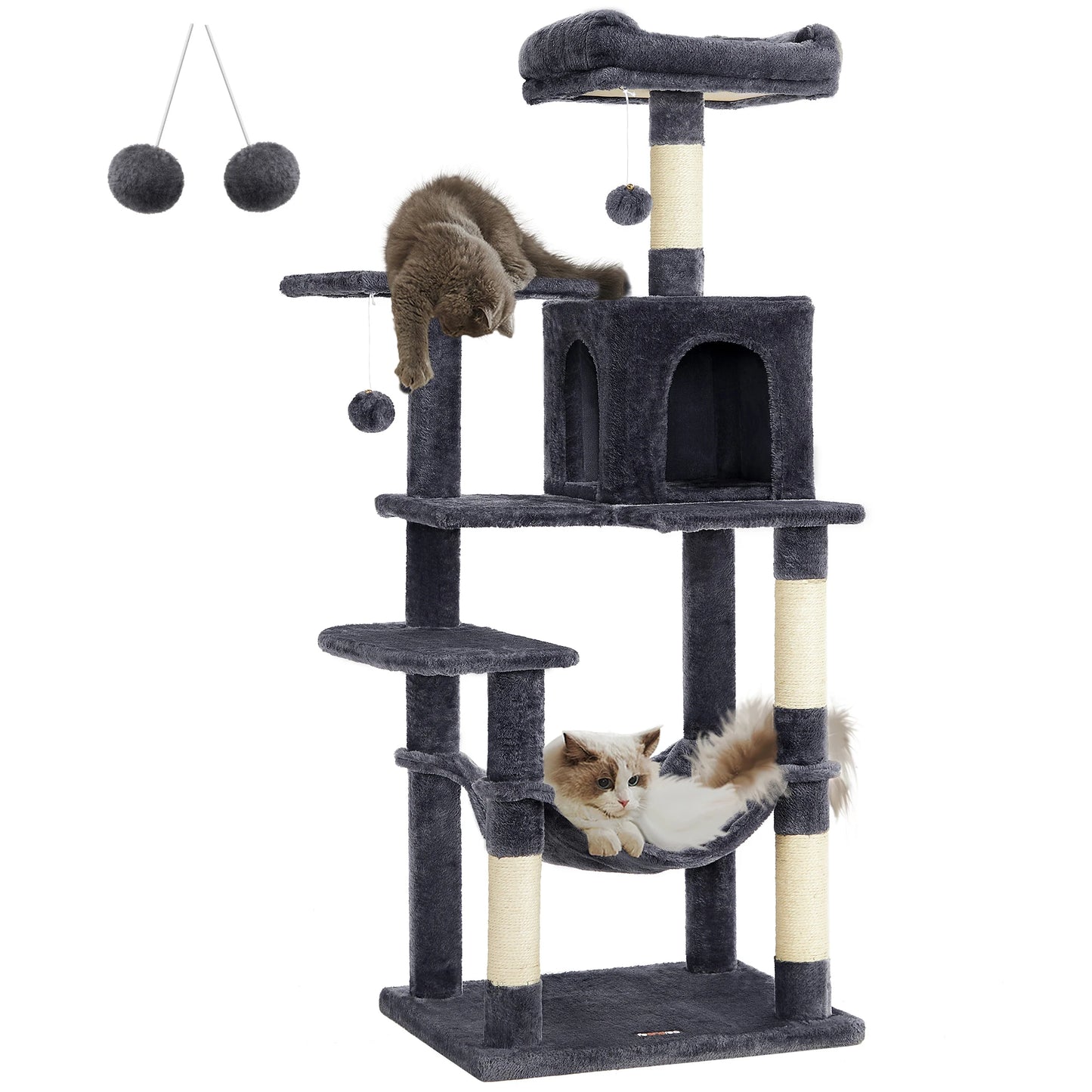 Ljustra 56 Inch Cat Tree Multi-Level Cat Condo with Scratching Posts