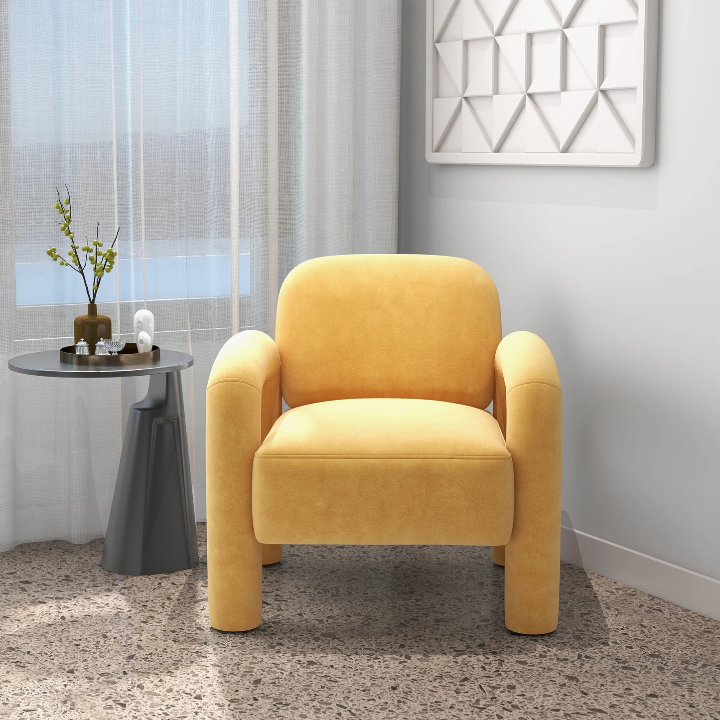 SEYNAR Mid-Century Modern Accent Chair Velvet Upholstered Living Room