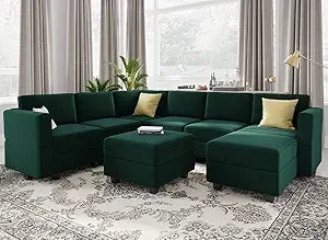 Modular Sectional Sofa Storage Seat U Shaped Couch with Ottoman