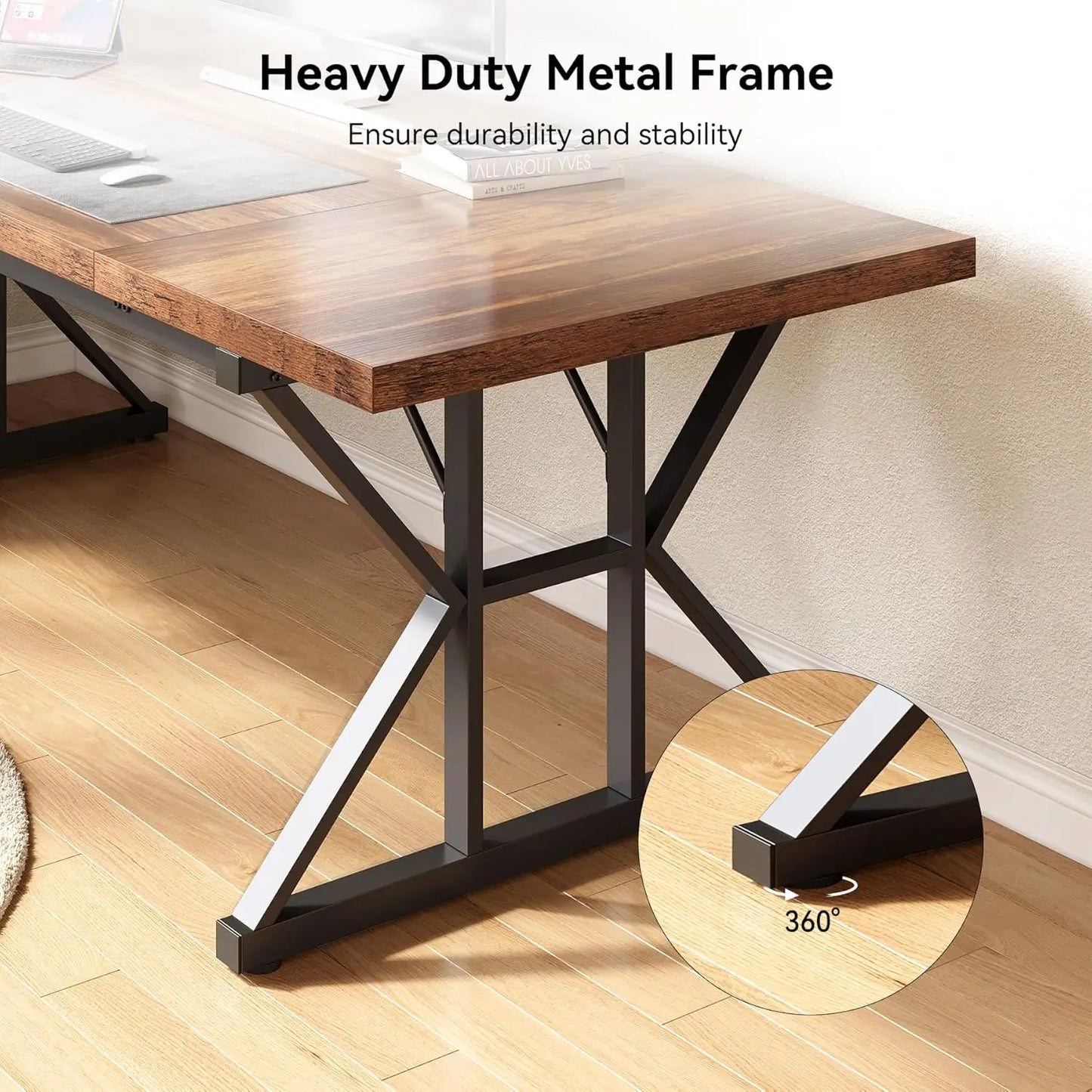 70.8 Inch Wooden Executive Office Desk Large Farmhouse Writing Table