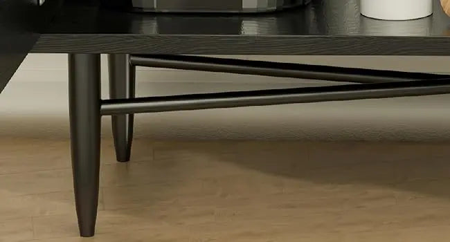Mid Century Modern Fluted Wooden Coffee Table with Storage for Living Room