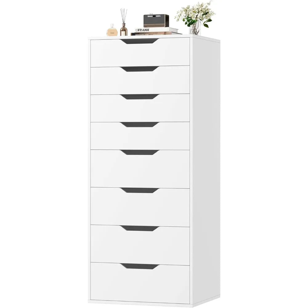 Tall White Dresser 8 Drawer Modern Chest of Drawers Storage Solution