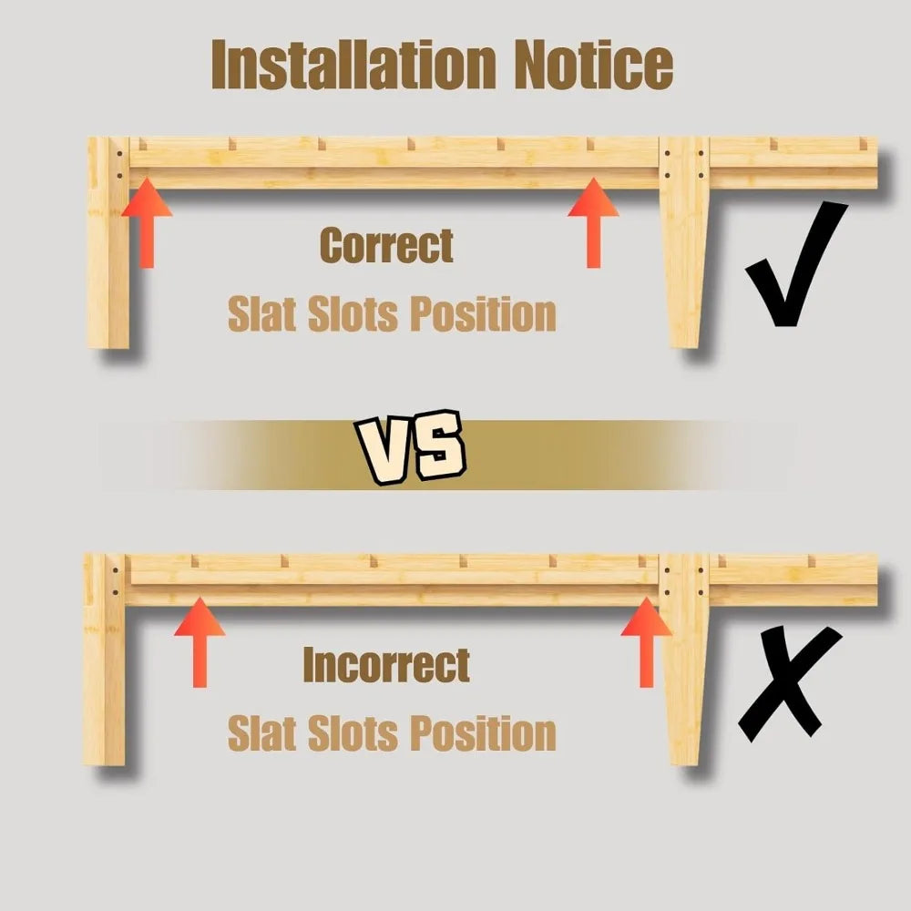 12 Inch High Bamboo King Bed Frame Platform Steel Slat Support Easy Assembly