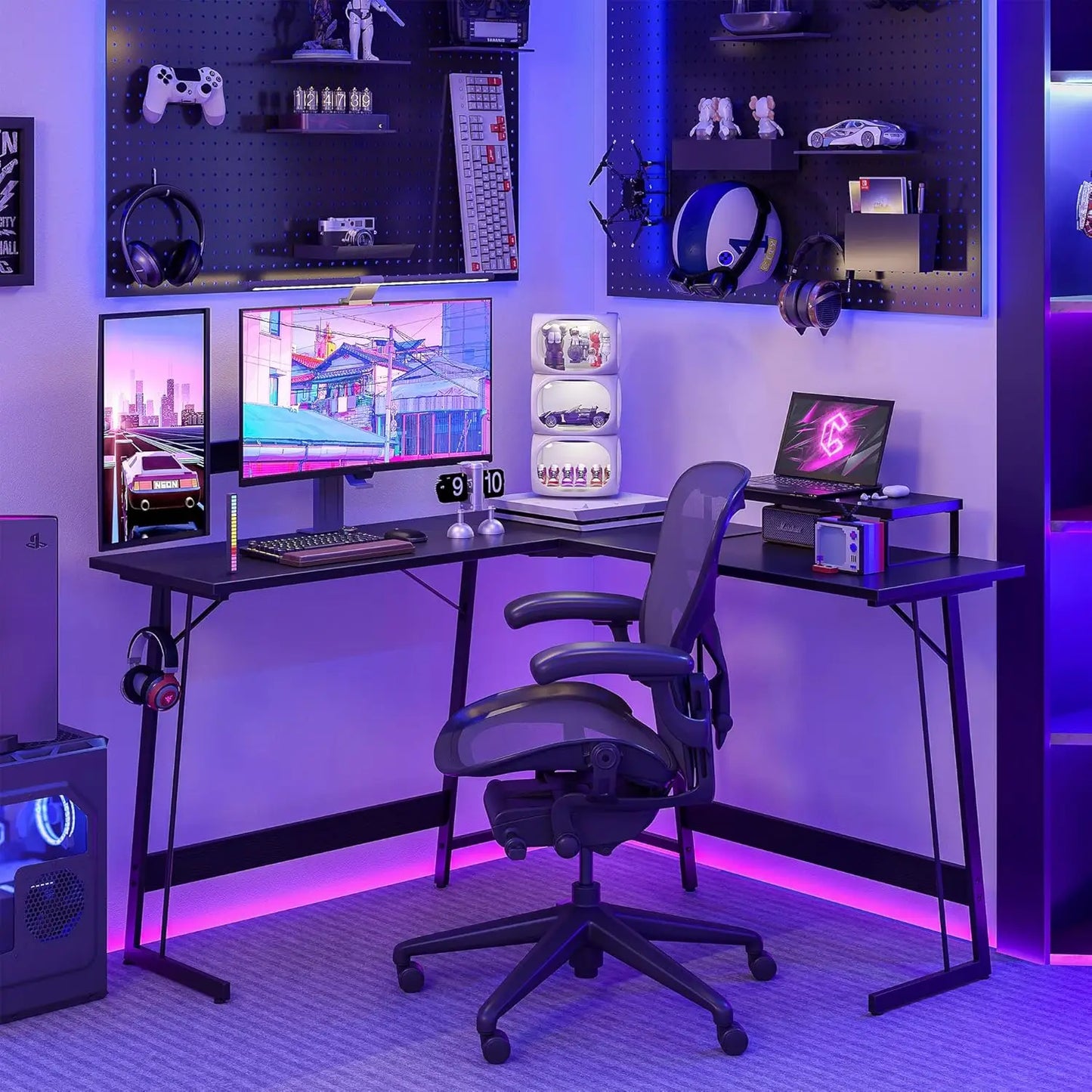 L Shaped Gaming Desk 47 Inch Computer Desk with Monitor Stand PC Gaming