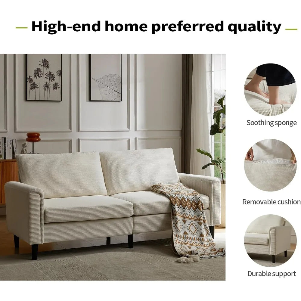 Corduroy Sofa Couch Adjustable Seat Depth 75"–142" Small-XL Couch 4-Seater Love