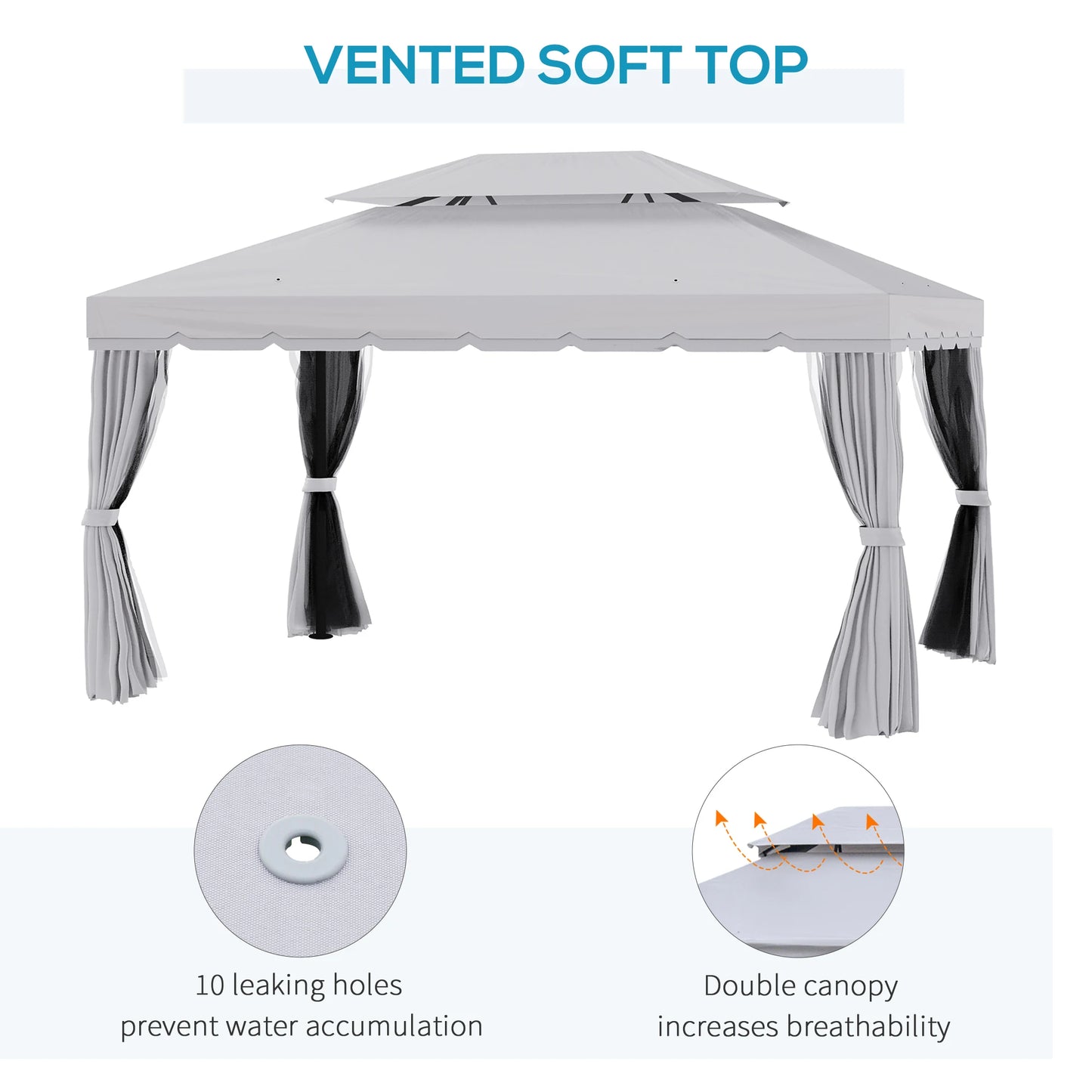 10x13 Patio Gazebo Aluminum Outdoor Canopy with Curtains and Netting