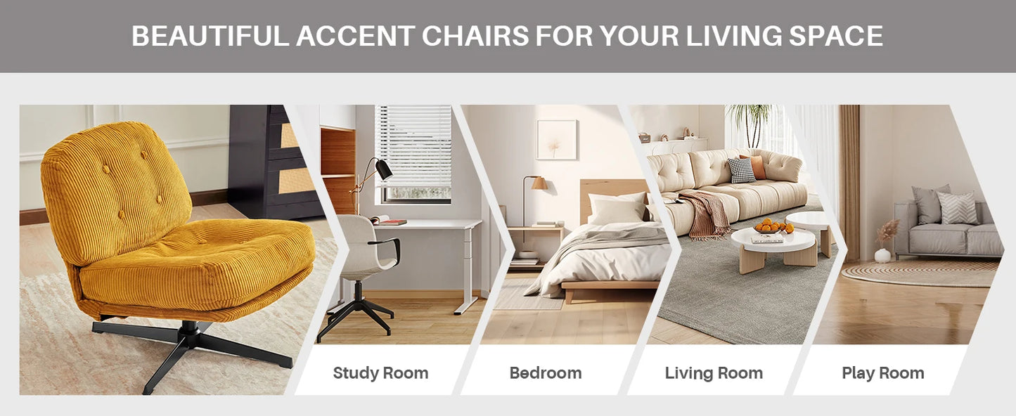 Ljustra Modern Foldable Accent Chair 360° Swivel Upholstered Lounge