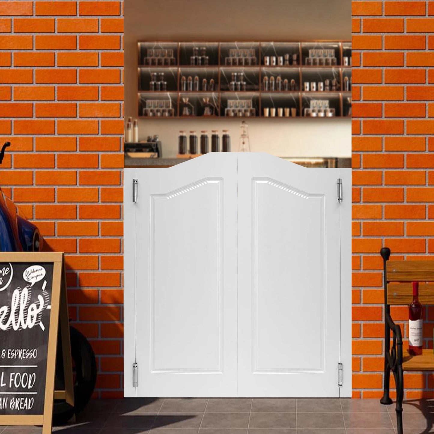 Modern White Pine Wood Swinging Partition Doors Double Door Divider