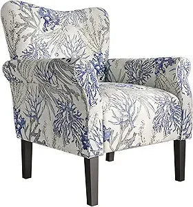 Modern Wingback Accent Chair High Back Floral Upholstered Armchair