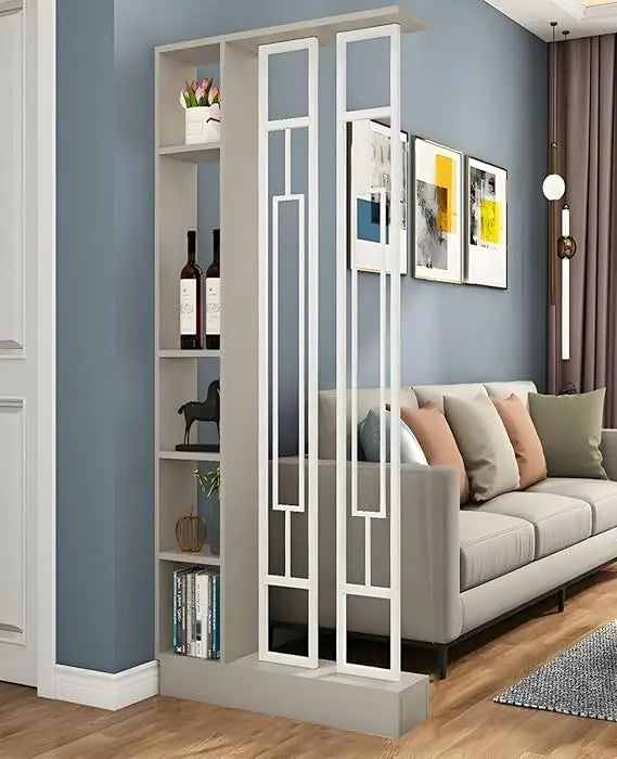Wall Room Divider Bookshelf Modern Wood Bookcase Stylish Storage Cabinet