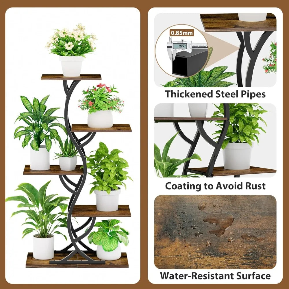 Indoor Plant Stand with Grow Lights 5-Tiered Metal Shelf Rack