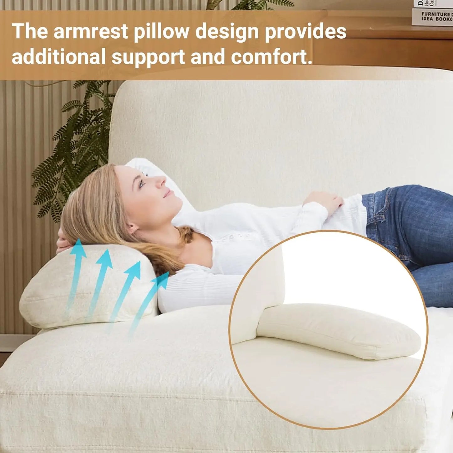 Ljustra Modern U-Shape Couch, 4-Seat Chenille Sectional Sofa, Burnt Orange, 110"