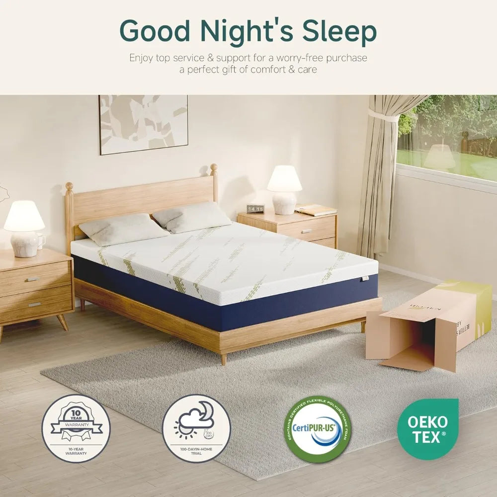 Ljustra 10 Inch Queen Gel Memory Foam Mattress Bed in a Box Medium Firm