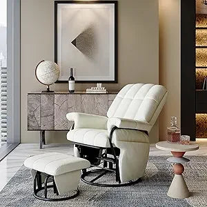 360 Swivel Glider Recliner with Ottoman Indoor Rocking Chair