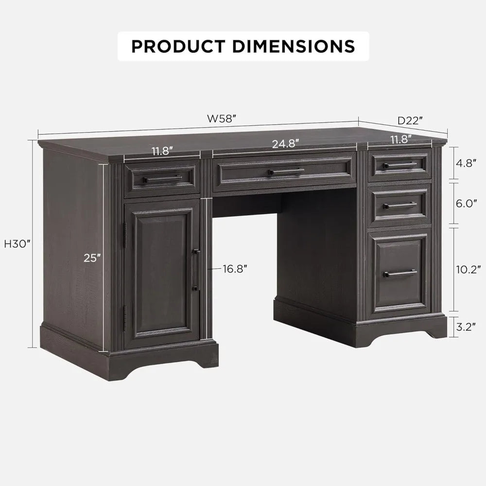 Large Computer Desk with Drawers Modern Home Office Workspace