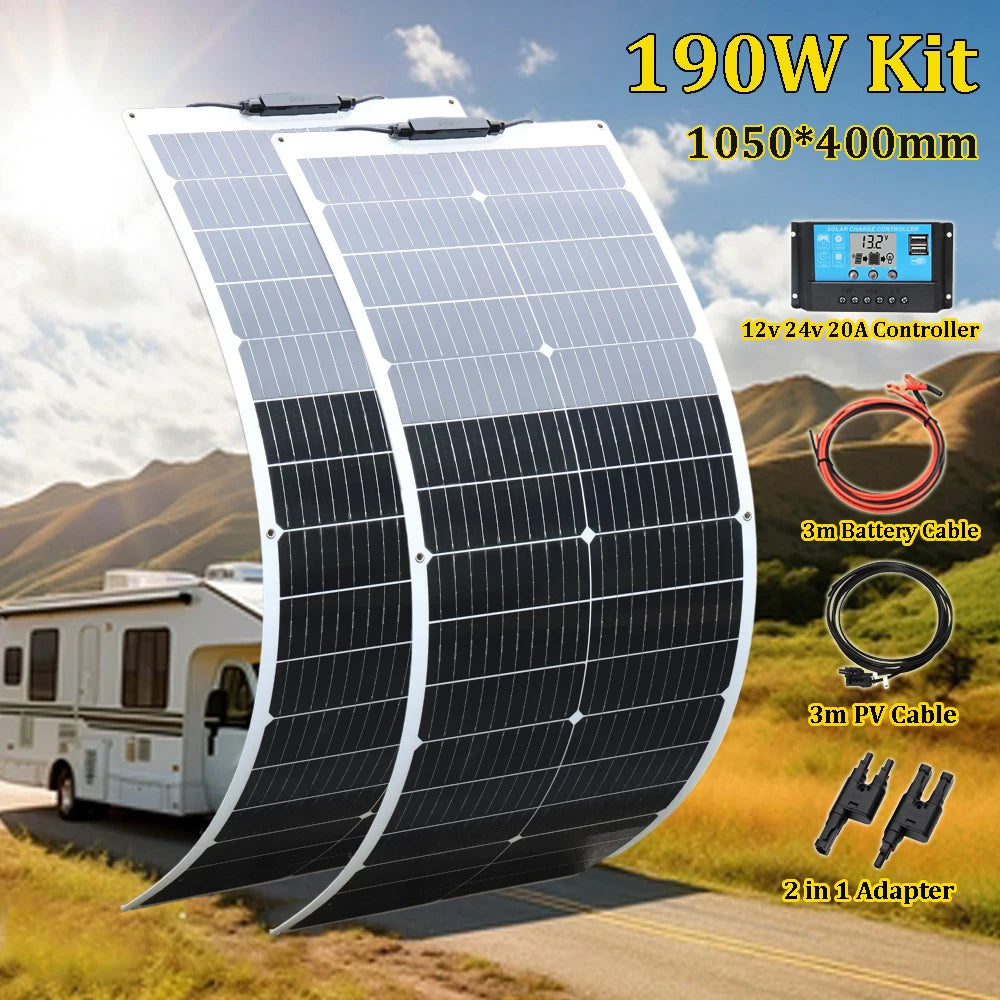 12V Solar Panel 150W 300W 450W Flexible Photovoltaic Charger for Camping