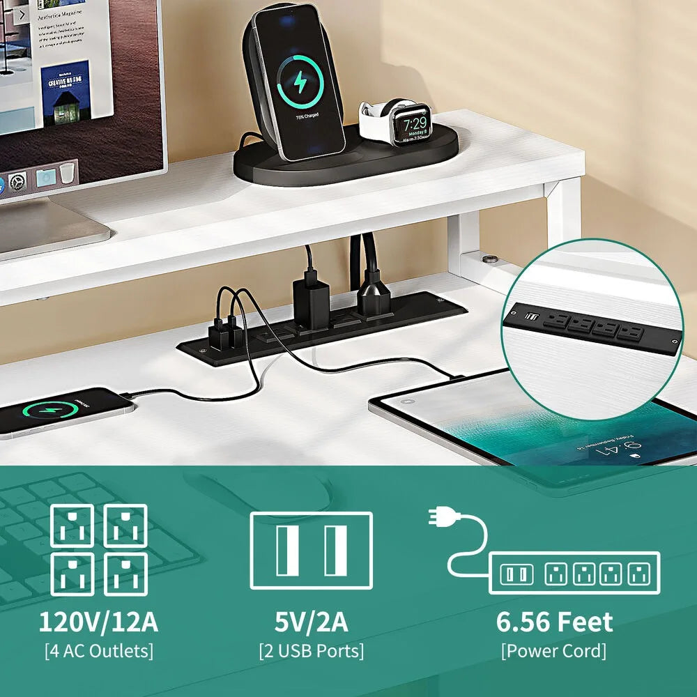 L-Shape Gaming Computer Desk with File Drawers for Home Office
