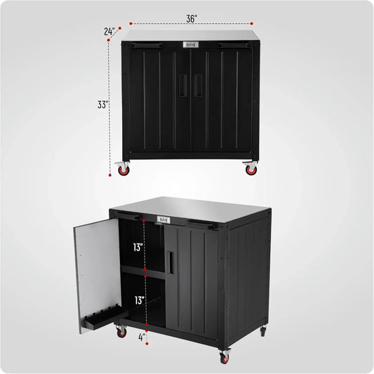 Grill Table Outdoor Bar Cart Kitchen Island Storage Cabinet 304 Steel