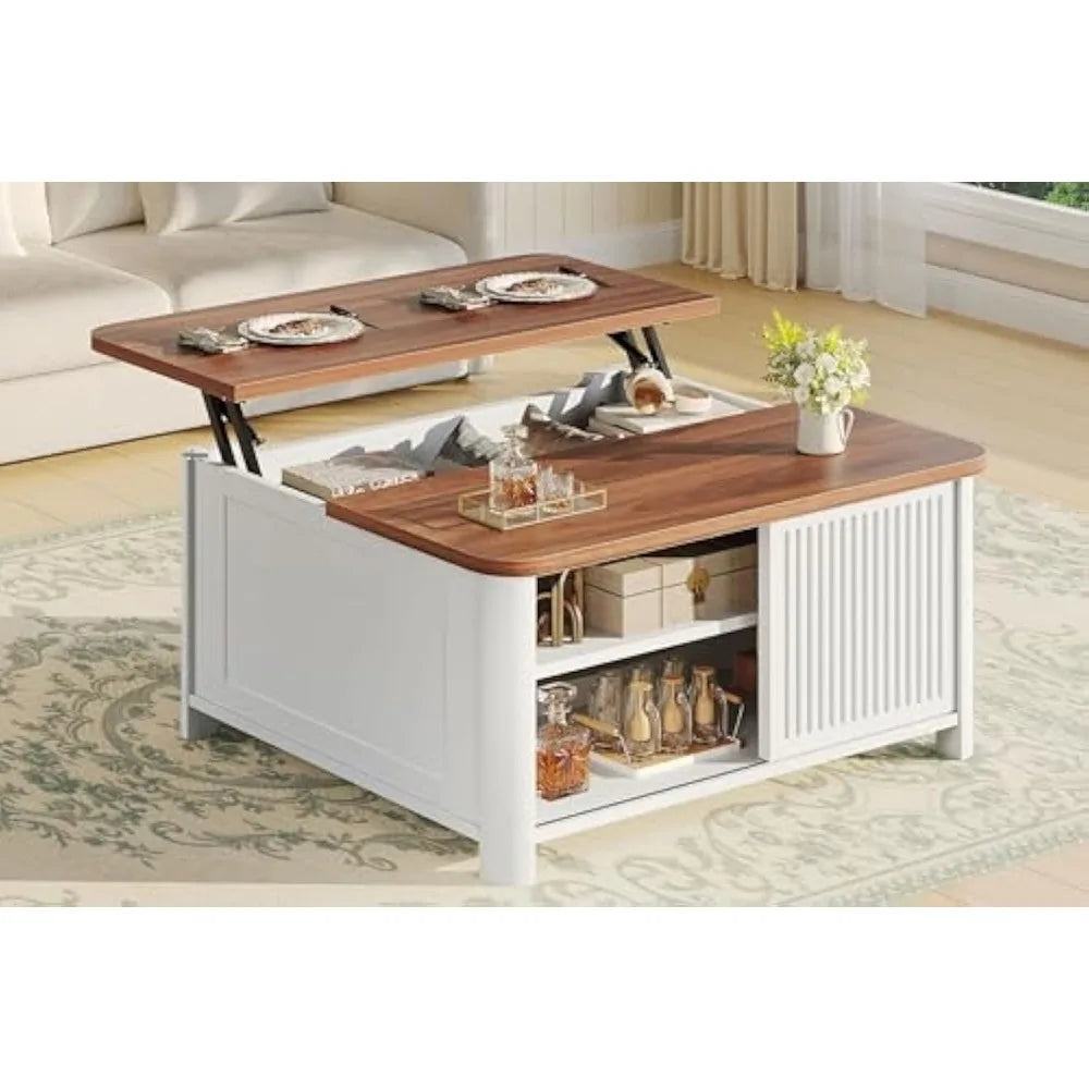 Lift Top Coffee Table with Storage Mid Century Modern Square Design