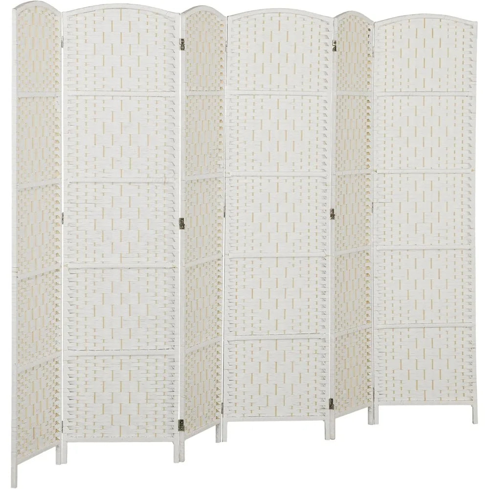 Room Divider 6 Panel Folding Privacy Screen Wicker Weave 6FT Tall