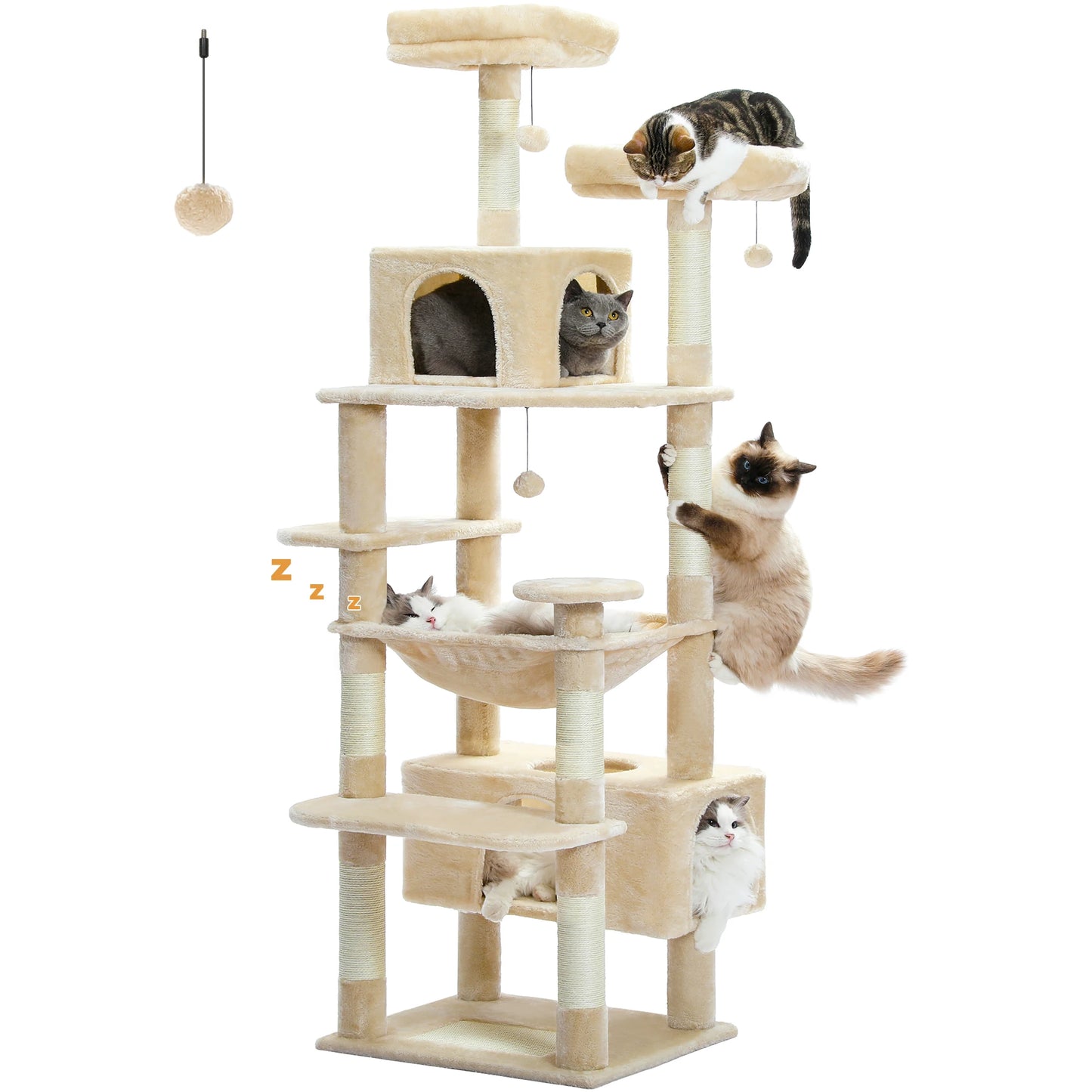 Multi-Level Cat Tree Tower Scratching Posts Hammock Condo Indoor Cats