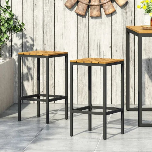 Ljustra Pull High Stool Indoor Outdoor Bar Stool Wooden Set of Two