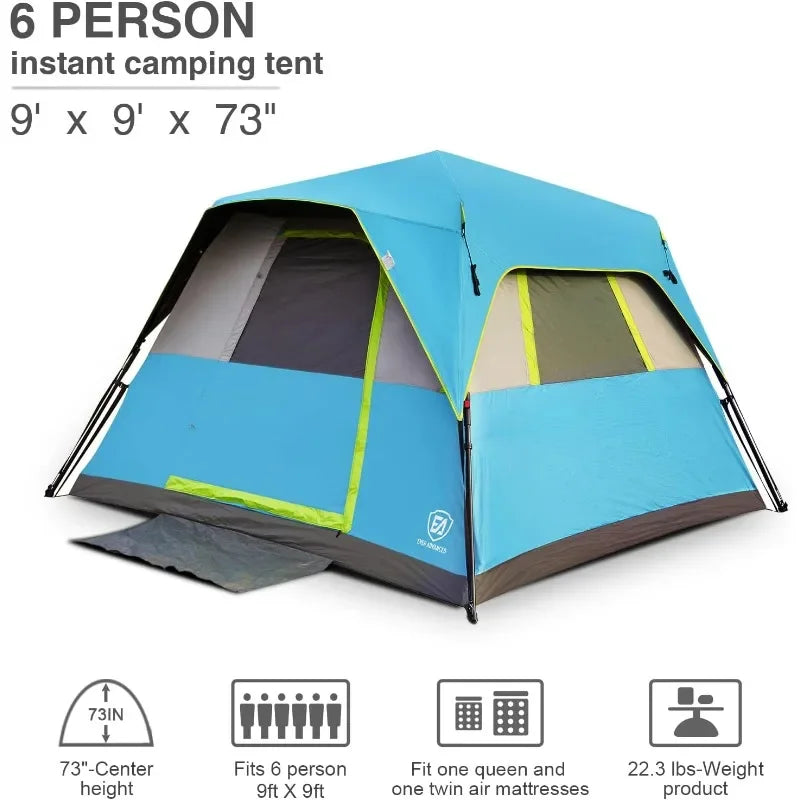 Ljustra 6 Person Blackout Camping Tent Instant Cabin Waterproof Easy Setup