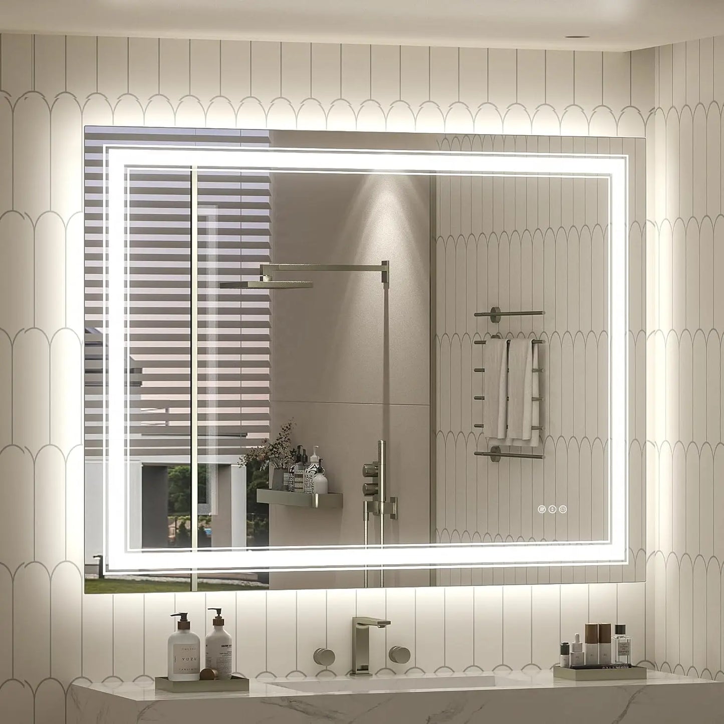 Ljustra LED Bathroom Mirror Dimmable Anti-Fog Shatterproof Backlit