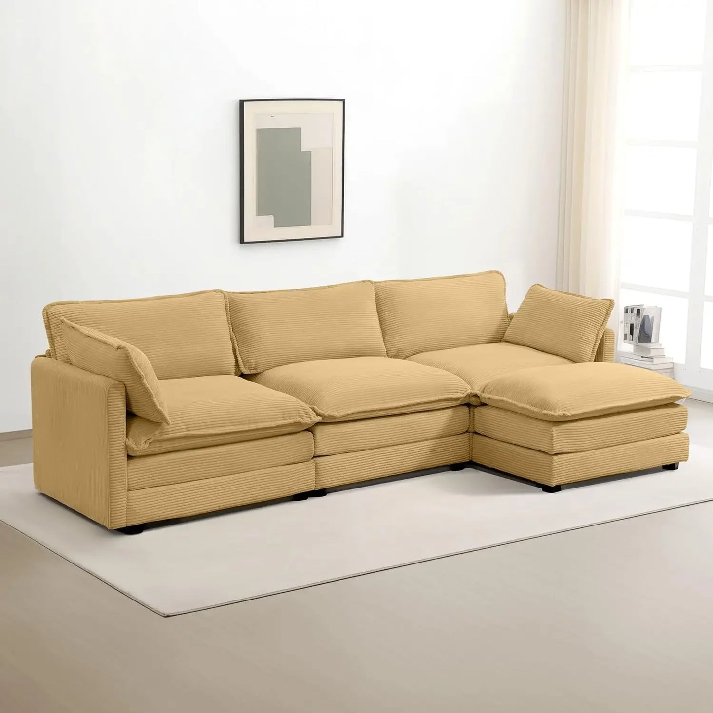 Ljustra Oversized Modular Sectional Sofa with Movable Ottoman 112 Inch