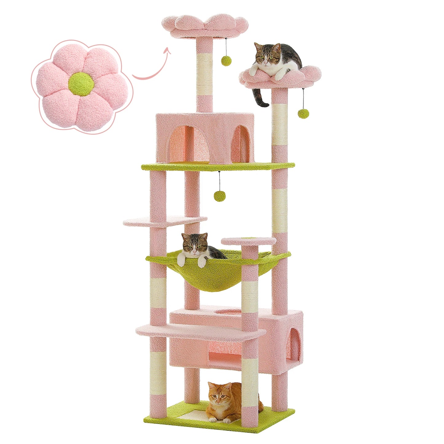 Multi-Level Cat Tree Tower Scratching Posts Hammock Condo Indoor Cats