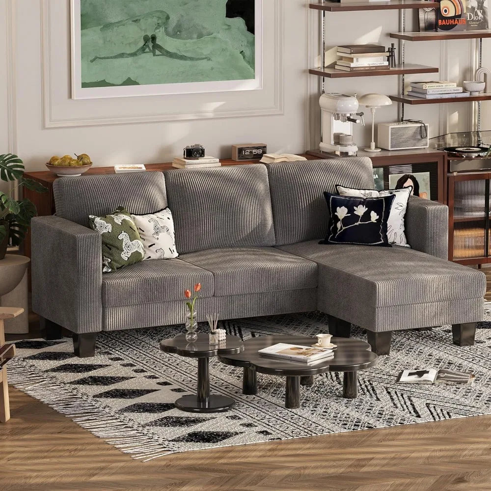 Ljustra Convertible Sectional Sofa Couch 3 Seat L-Shaped with Chaise