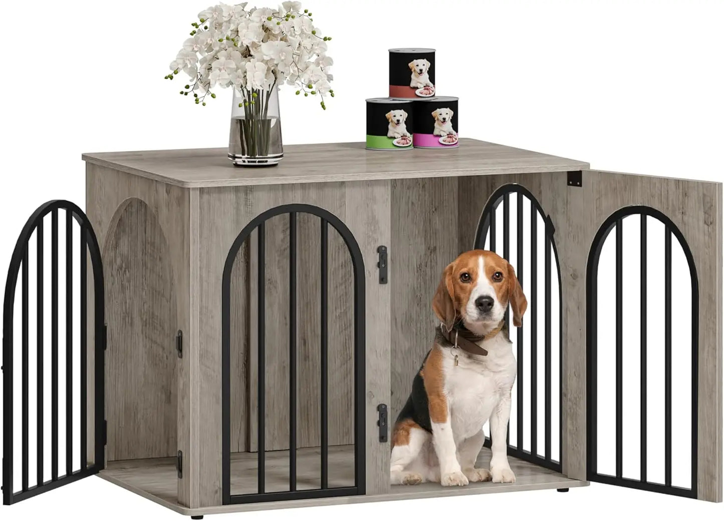 31.5 Wooden Dog Crate Furniture Indoor Kennel TV Stand Anti-Chew