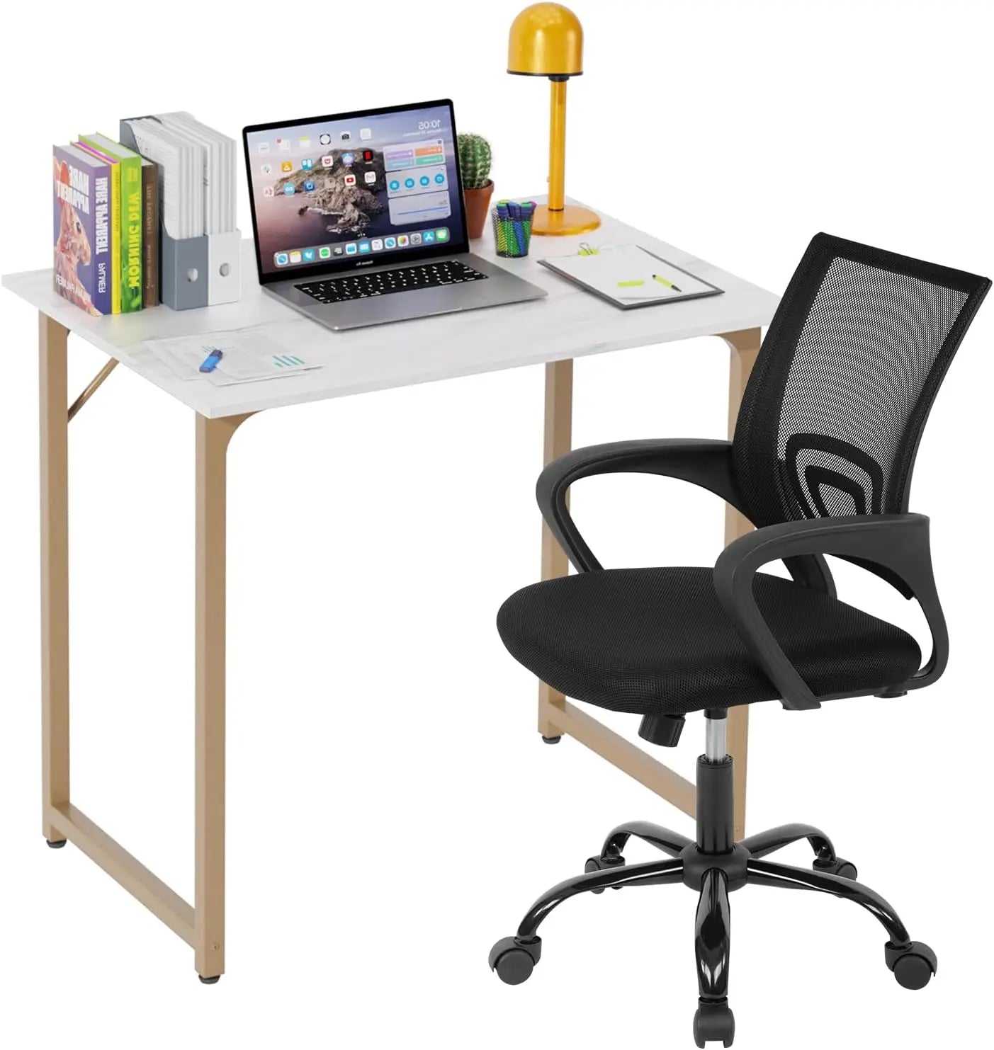 Ljustra 32 Inch Home Office Desk and Chair Set Ergonomic Adjustable
