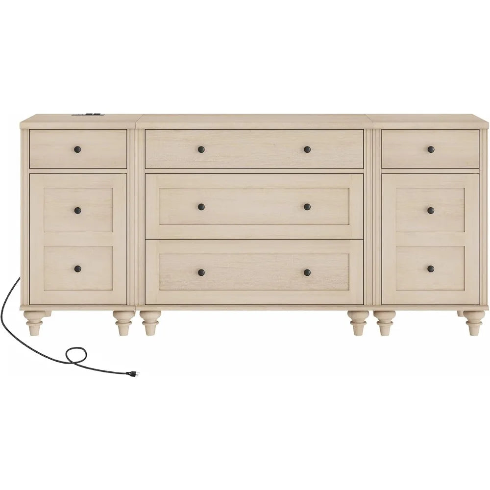 Children's Bedroom Furniture Set with 5-Drawer Dresser and Nightstands