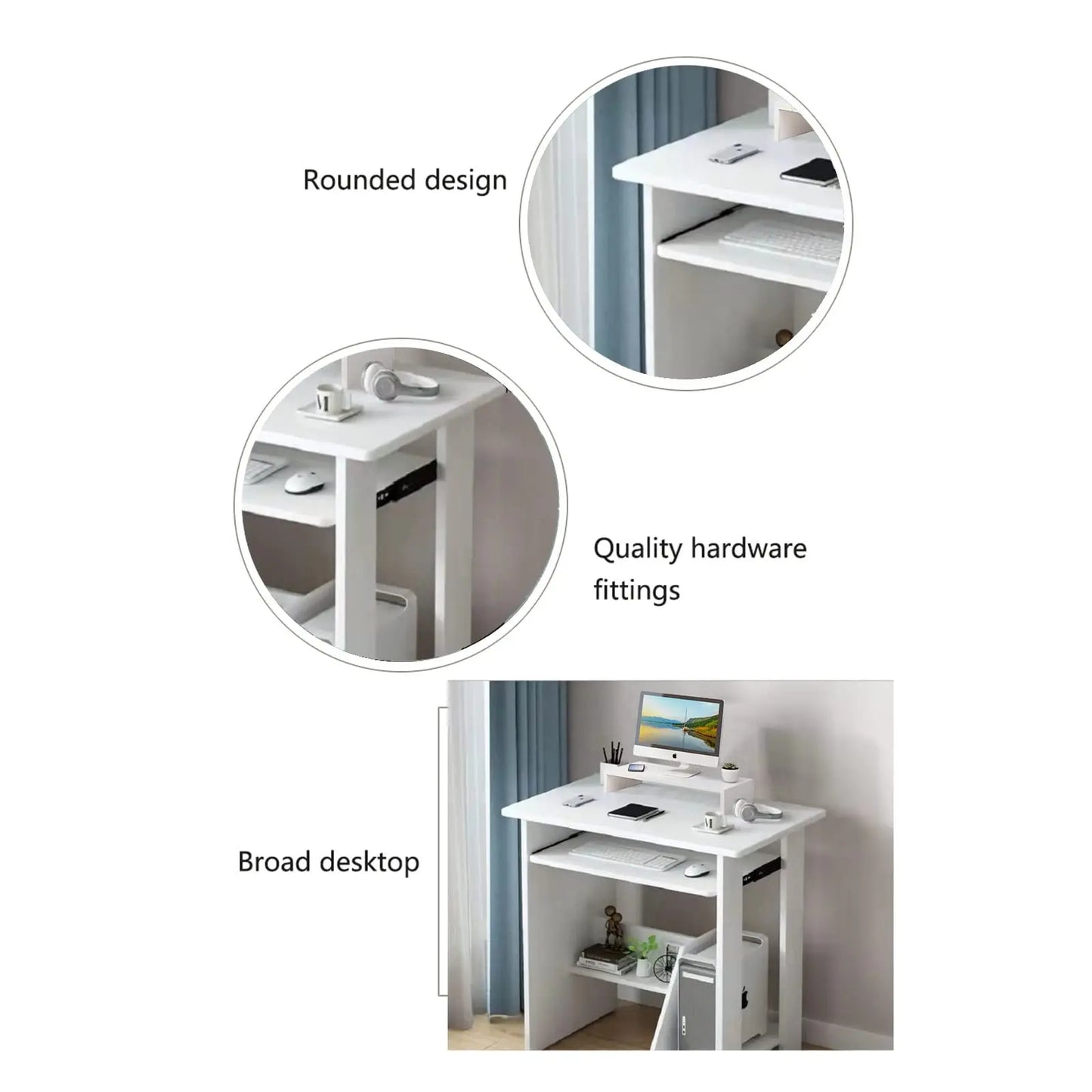 Home Office Computer Desk with Monitor Stand and Keyboard Tray