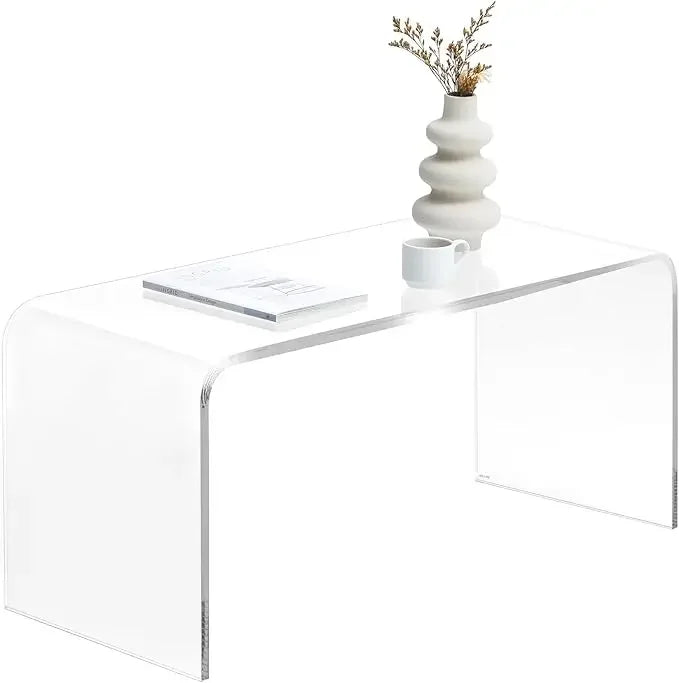 Long Rectangle Acrylic Waterfall Coffee Table Modern Minimalist Style
