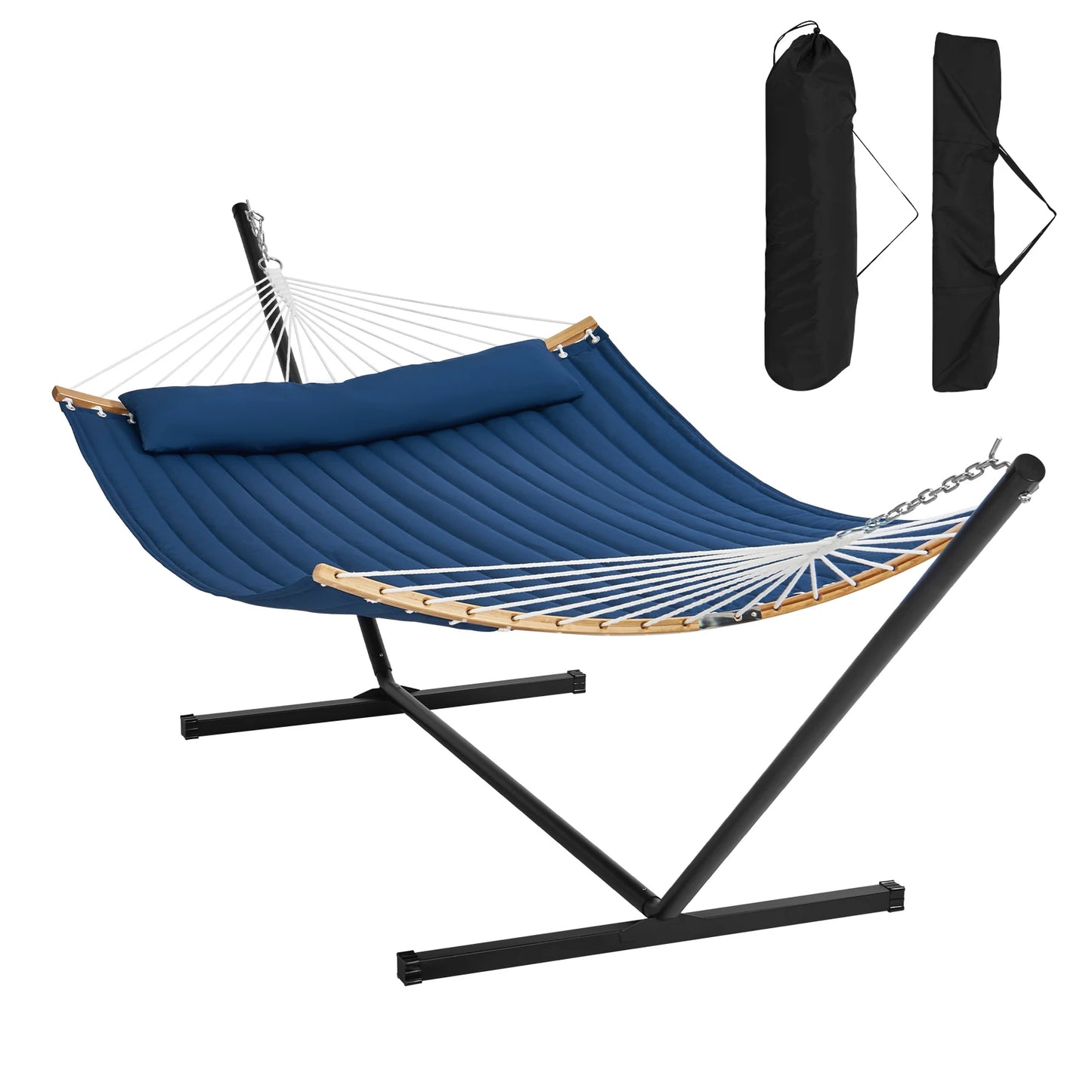 Ljustra Double Hammock with Stand Pillow Portable Outdoor Relaxation