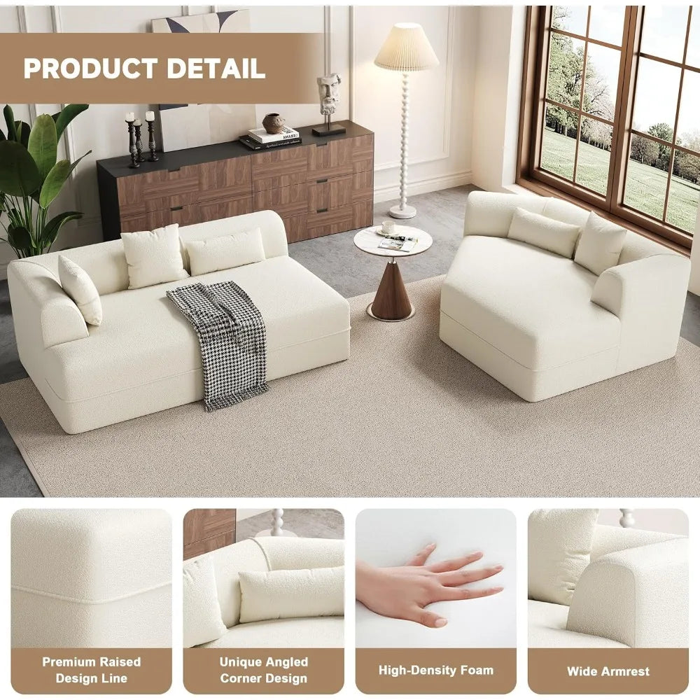 Ljustra Cloud Sectional Couch L-Shape Modular Sofa Chaise Upholstered Living Room Bedroom