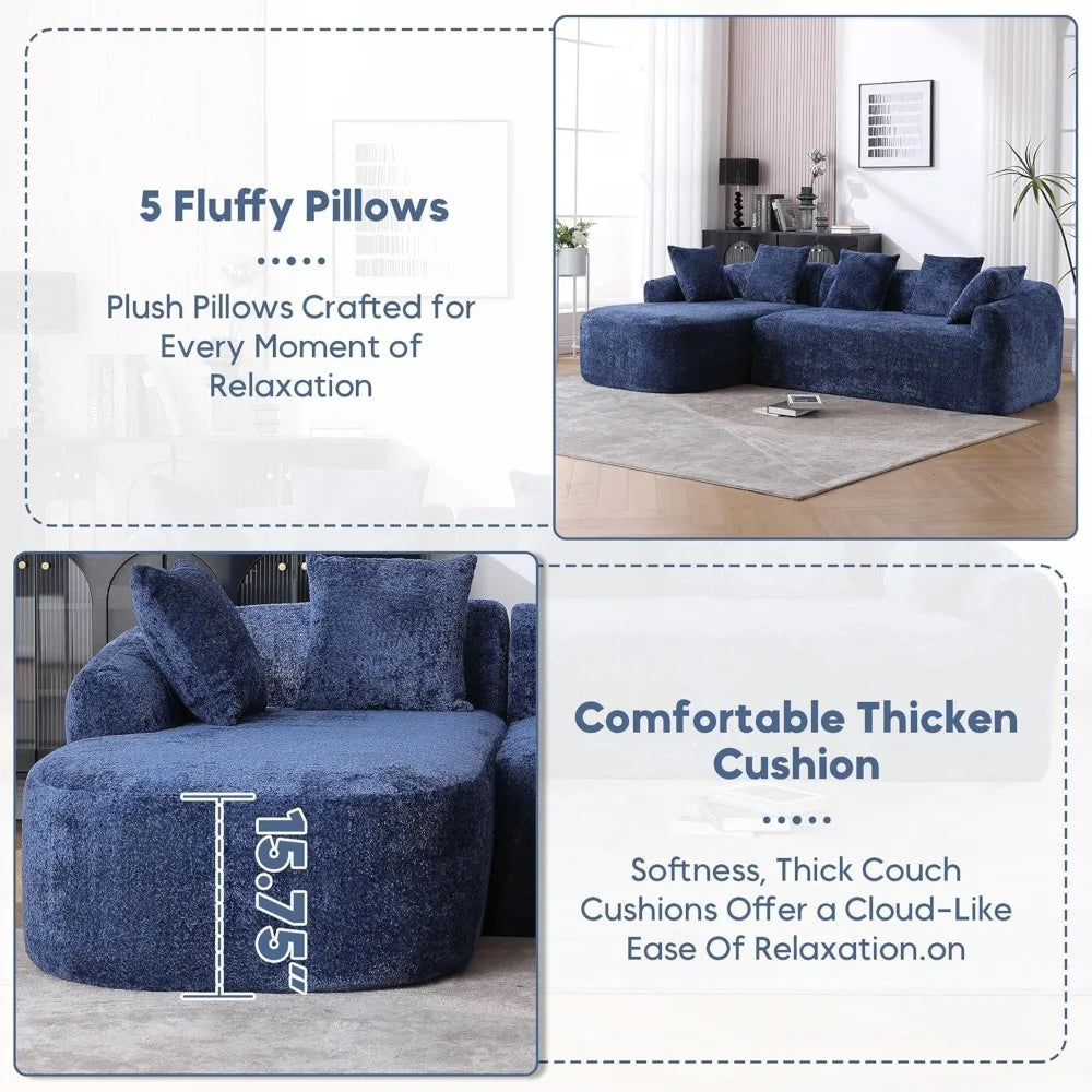 L Shape Modular Sofa Couch Deep Seat Cloud Couch No Assembly Required