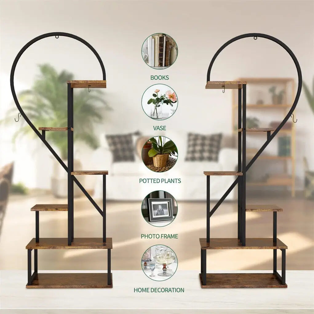 6 Tier Heart Shaped Plant Stand Storage Rack for Garden Living Room