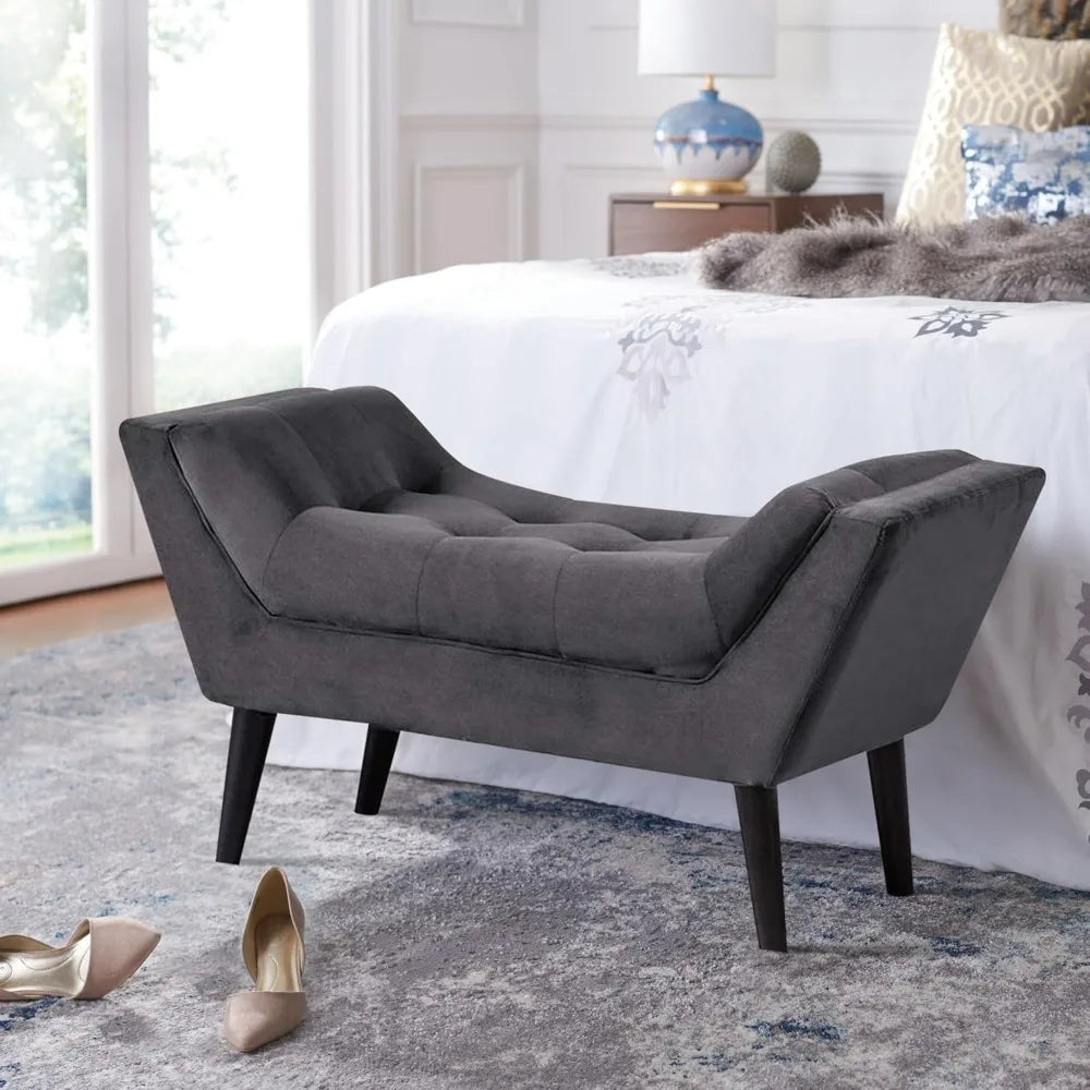 Velvet Tufted Ottoman Bed Bench Upholstered Entryway Storage Footstool