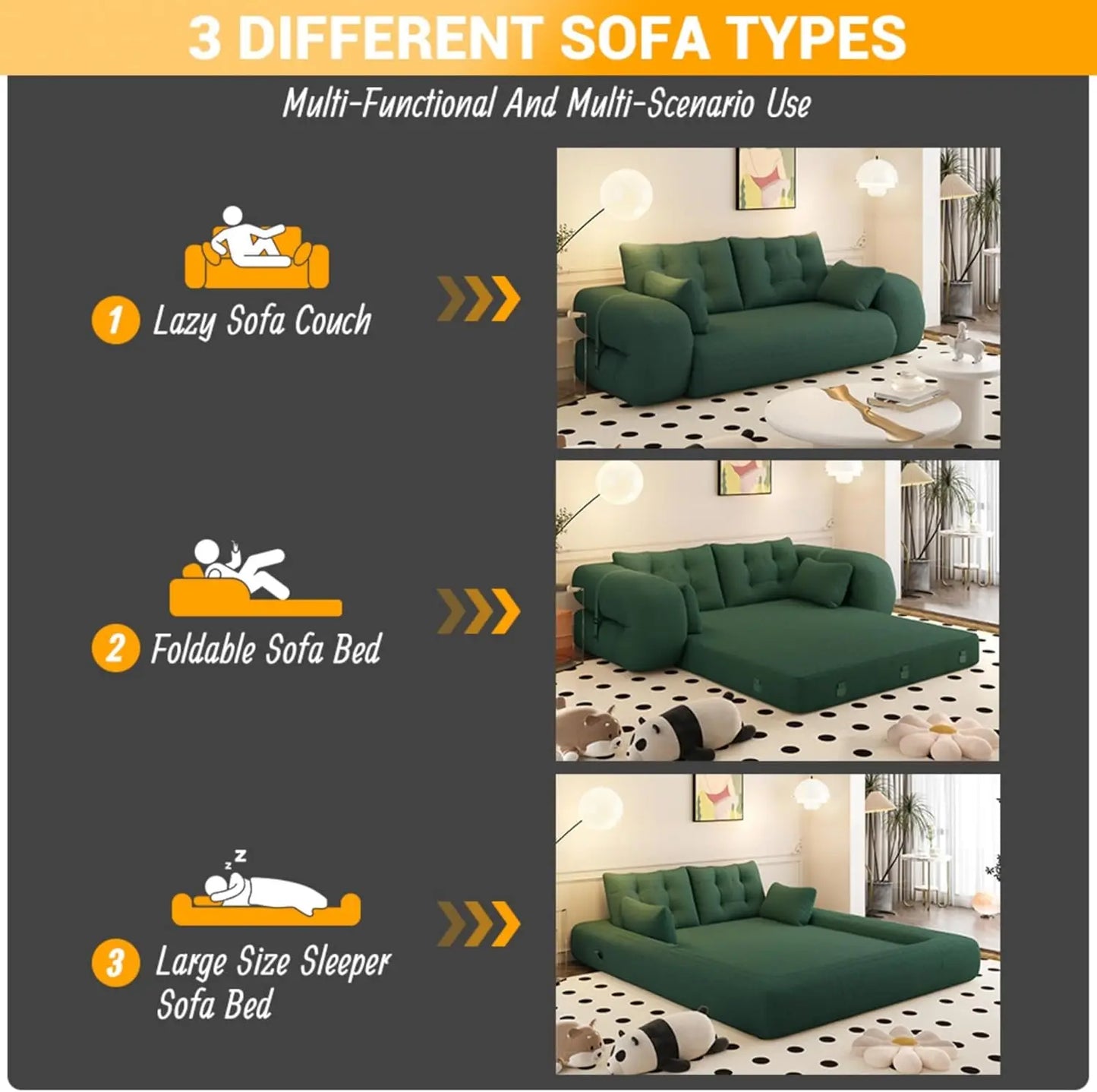 Ljustra Convertible Folding Sofa Bed Memory Foam Sleeper Couch