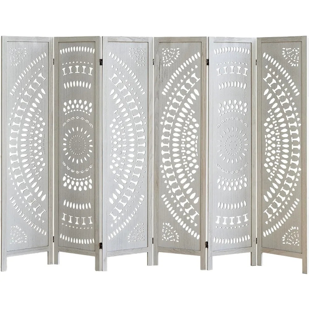 Boho 6 Panel Room Divider Modern Folding Privacy Screen Partition
